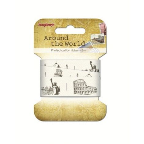 Wstążka bawełniana ScrapBerry's 25mm x 2m, Around the World